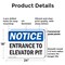 Signmission Entrance To Elevator Pit OSHA Notice Sign, Plastic, 24in W x 18in L, 2PK OS-2PACK-NS-P-1824-L-15636 - alternate 3
